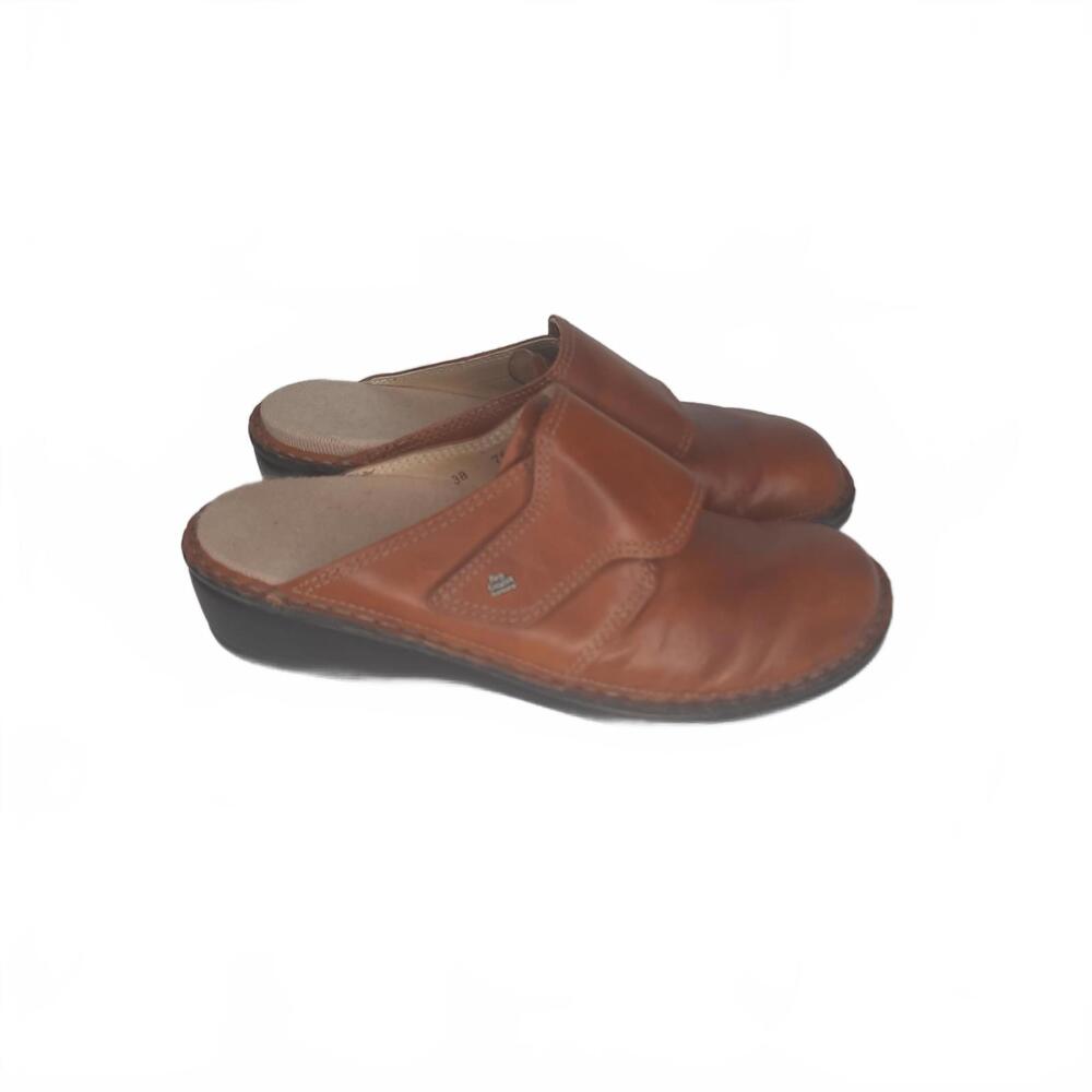 Finn Comfort Women's Aussee Clog, Tobacco Brown Leather Size 38 US 8